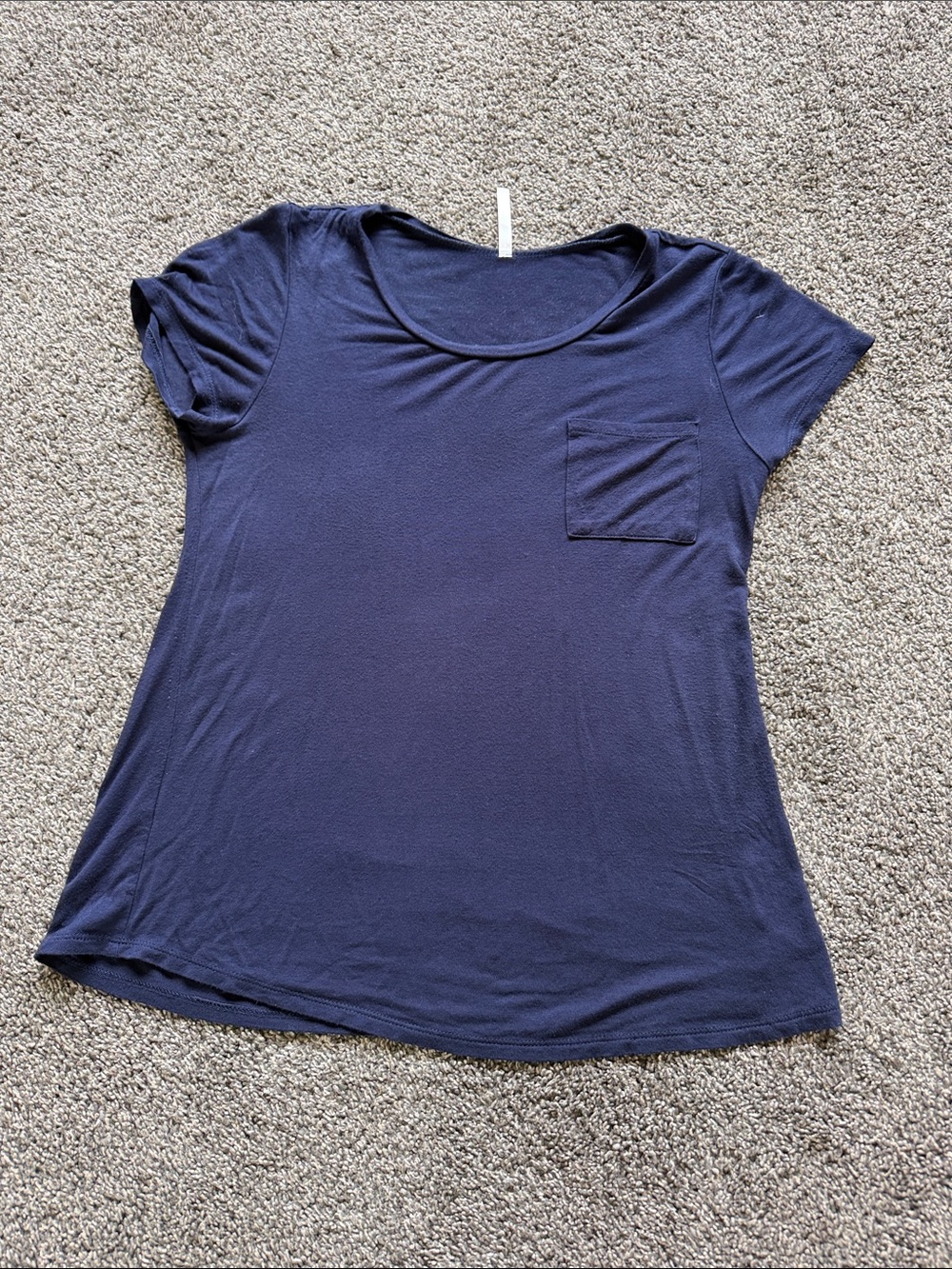 Active USA Navy Short Sleeve Scoop Neck Tee with Pocket